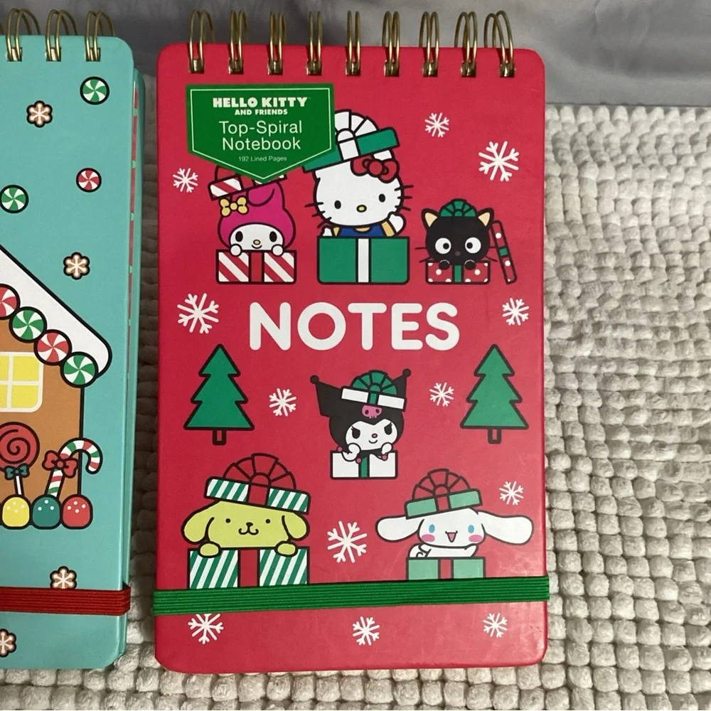 Hello Kitty Lot of 2 Spiral Top Notebooks 192pg Hardcover Christmas NEW Giftable